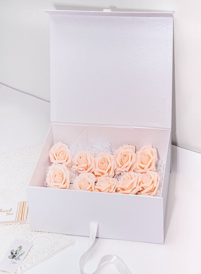 WRAPAHOLIC 2Pcs White Gift Box with Satin Ribbon, 13.8x7.9x4.7 Inches Collapsible Gift Box with Magnetic Closure for Party, Wedding, Gift Wrap, Bridesmaid Proposal, Storage - Image 5